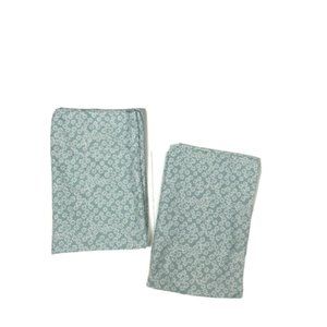 Pair Pillowcase Blue White 2 Shams Floral Print